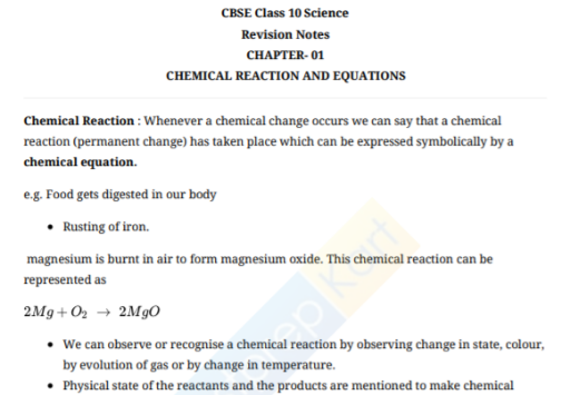 Download CBSE Class 10 Revision Notes